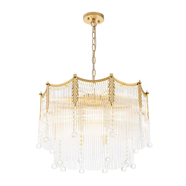 Thehouselights - Glass Crystal Teardrop Tiered Chandelier - Chandelier - 9 - Light - 