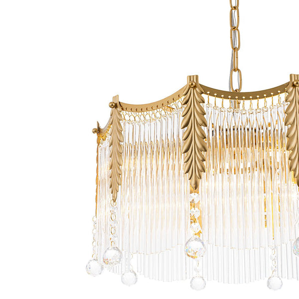 Thehouselights - Glass Crystal Teardrop Tiered Chandelier - Chandelier - 9 - Light - 