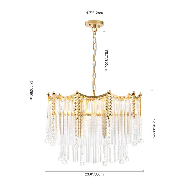 Thehouselights - Glass Crystal Teardrop Tiered Chandelier - Chandelier - 9 - Light - 