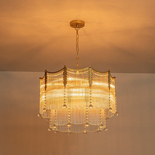 Thehouselights - Glass Crystal Teardrop Tiered Chandelier - Chandelier - 9 - Light - 