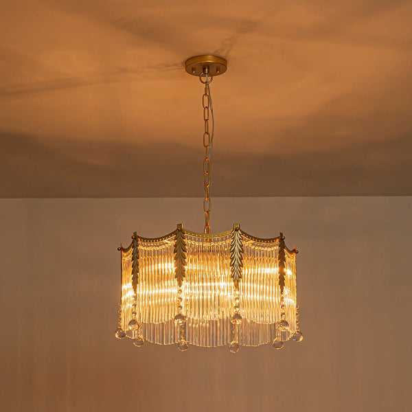 Thehouselights - Glass Crystal Teardrop Tiered Chandelier - Chandelier - 9 - Light - 