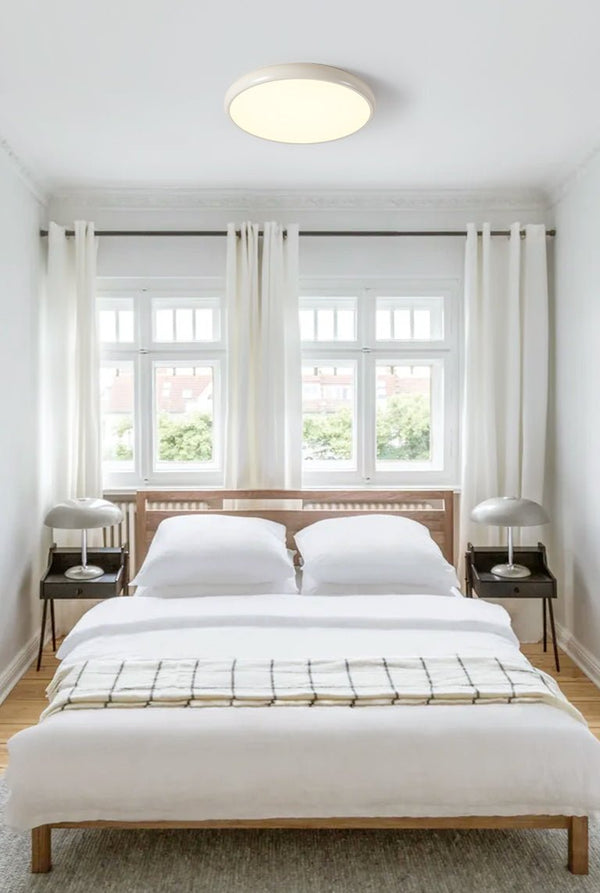 Thehouselights - Glossy Wood LED Flush Mount - Ceiling Light - Warm White - Walnut Grain