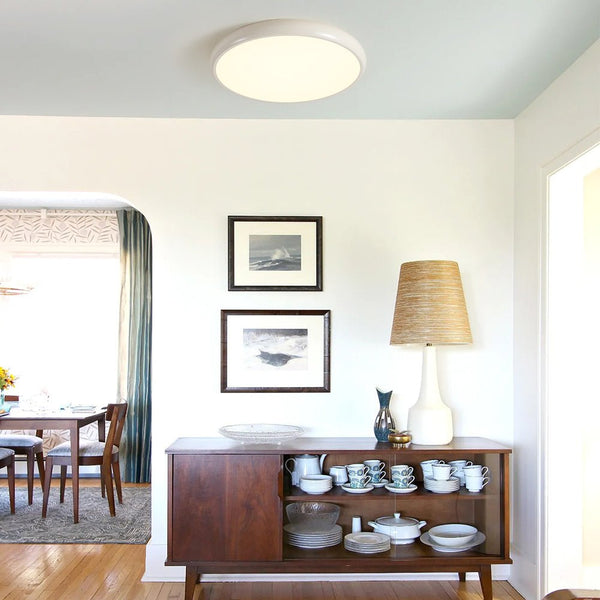 Thehouselights - Glossy Wood LED Flush Mount - Ceiling Light - Warm White - White