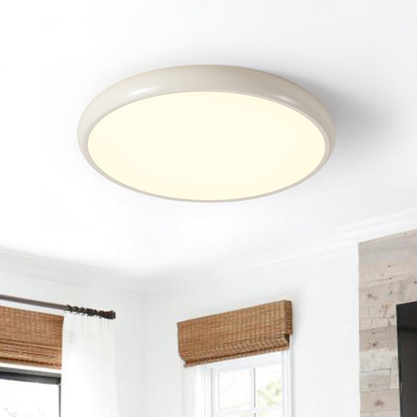 Thehouselights - Glossy Wood LED Flush Mount - Ceiling Light - Warm White - White