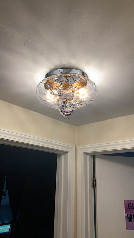 Hammered Glass Bowl Ceiling Light in Chrome