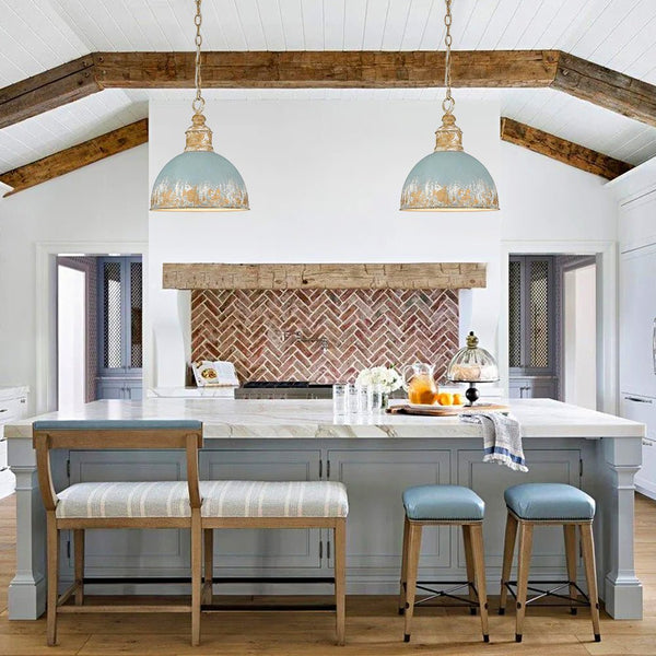 Thehouselights - Handcrafted Blue Dome Pendant Lighting - Pendant - Blue - 