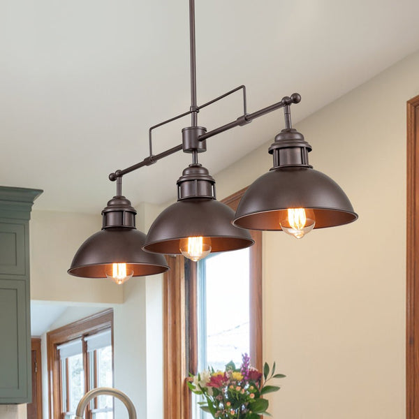 Thehouselights - Industrial 3 - Light Bar Dome Pendant Light - Pendant - Oil Rubbed Bronze - 