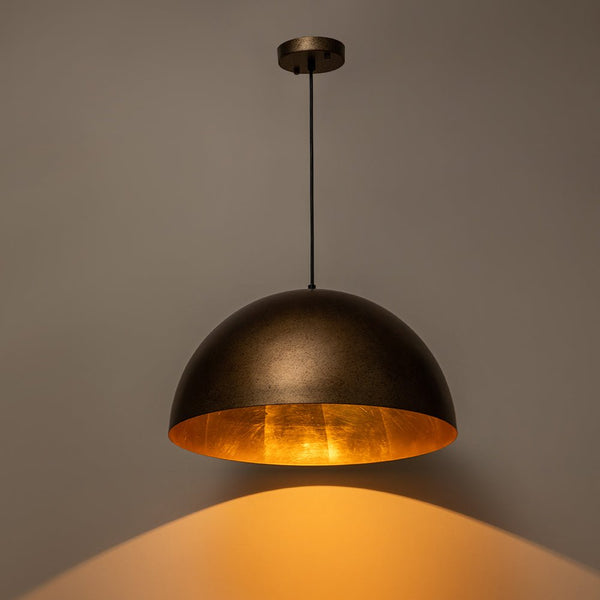 Thehouselights-Industrial Antique Brass Metal Dome Pendant Light-Pendant-Antique Brass-