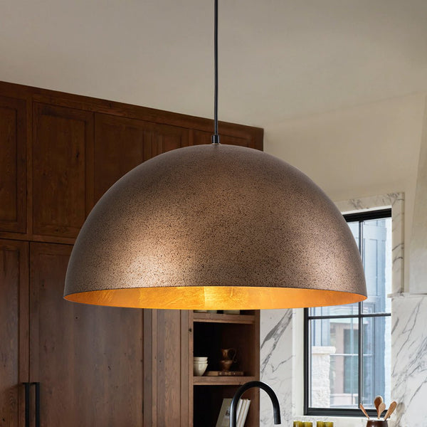 Thehouselights-Industrial Antique Brass Metal Dome Pendant Light-Pendant-Antique Brass-