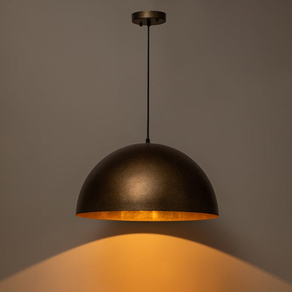Thehouselights-Industrial Antique Brass Metal Dome Pendant Light-Pendant-Antique Brass-