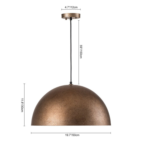 Thehouselights-Industrial Antique Brass Metal Dome Pendant Light-Pendant-Antique Brass-