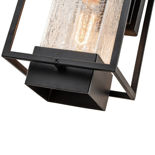 Thehouselights-IP23 Satin Black Lantern Glass Outdoor Wall Sconce-Wall Lights-1 Pack-