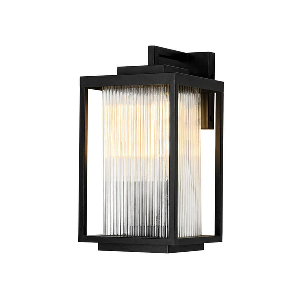 Thehouselights - IP23 Striped Glass Lantern Outdoor Wall Sconce - Wall Lights - 1 Pack - 20 cm.