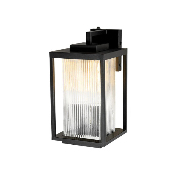 Thehouselights - IP23 Striped Glass Lantern Outdoor Wall Sconce - Wall Lights - 2 Pack - 20 cm.