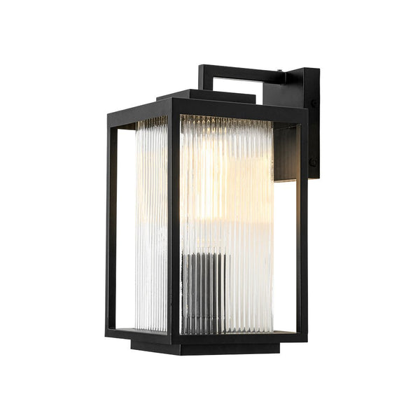Thehouselights - IP23 Striped Glass Lantern Outdoor Wall Sconce - Wall Lights - 2 Pack - 20 cm.