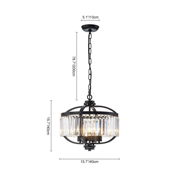 Thehouselights - Lantern Geometric Crystal Chandelier - Chandelier - Black - 