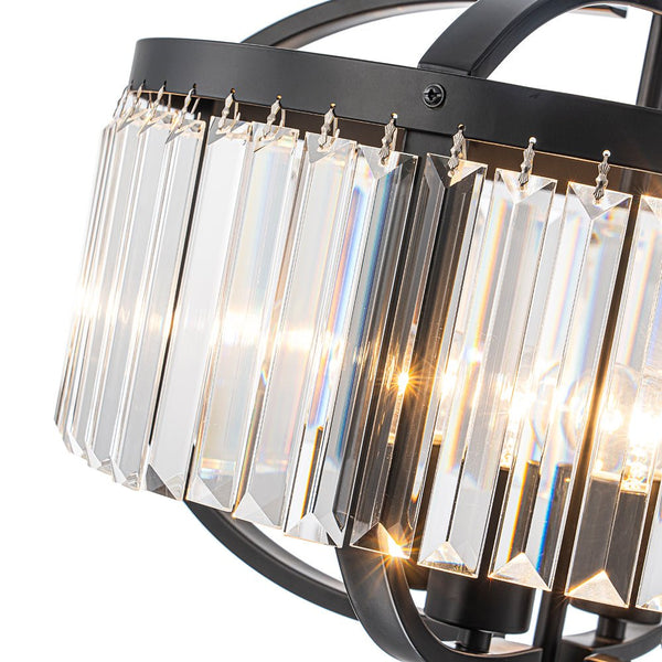 Thehouselights - Lantern Geometric Crystal Chandelier - Chandelier - Black - 