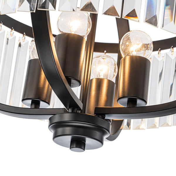 Thehouselights - Lantern Geometric Crystal Chandelier - Chandelier - Black - 