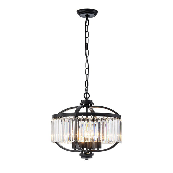 Thehouselights - Lantern Geometric Crystal Chandelier - Chandelier - Black - 