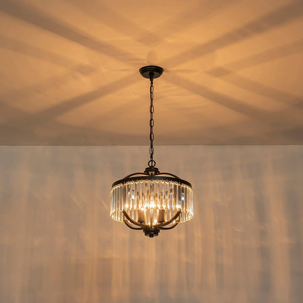 Thehouselights - Lantern Geometric Crystal Chandelier - Chandelier - Black - 