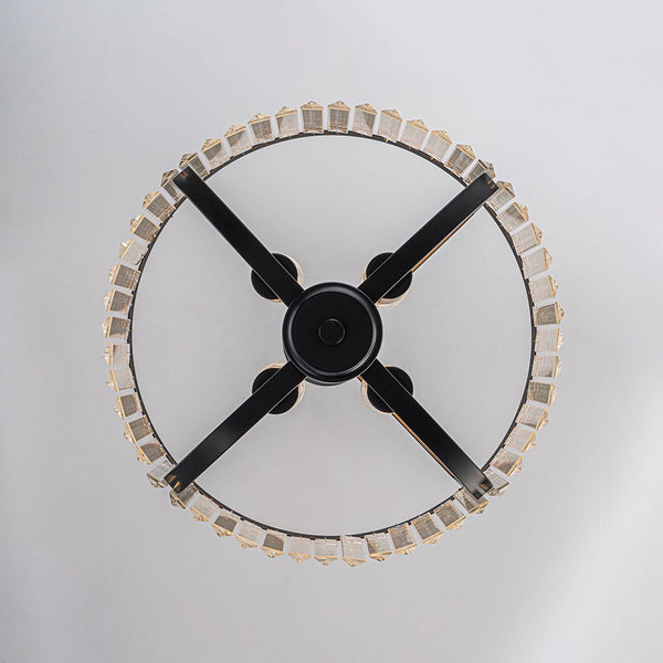 Thehouselights - Lantern Geometric Crystal Chandelier - Chandelier - Black - 