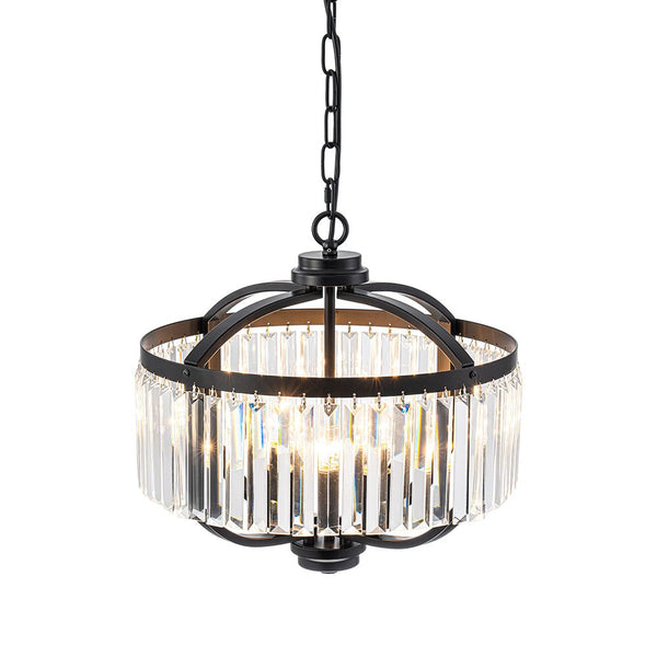 Thehouselights - Lantern Geometric Crystal Chandelier - Chandelier - Black - 