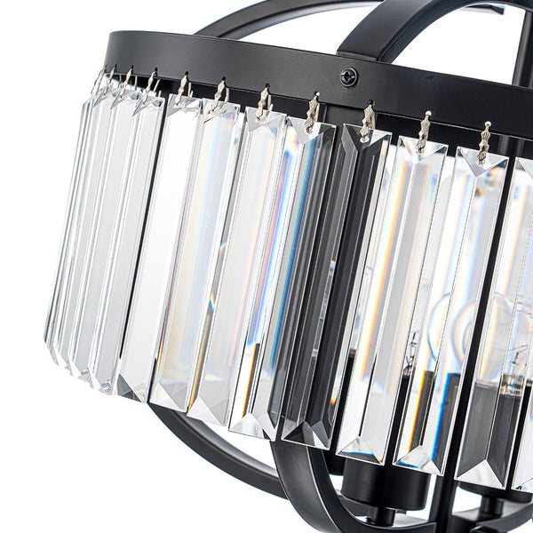 Thehouselights - Lantern Geometric Crystal Chandelier - Chandelier - Black - 