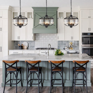 Thehouselights - Lantern Geometric Crystal Chandelier - Chandelier - Black - 