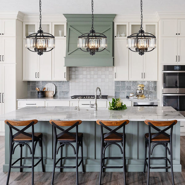 Thehouselights - Lantern Geometric Crystal Chandelier - Chandelier - Black - 