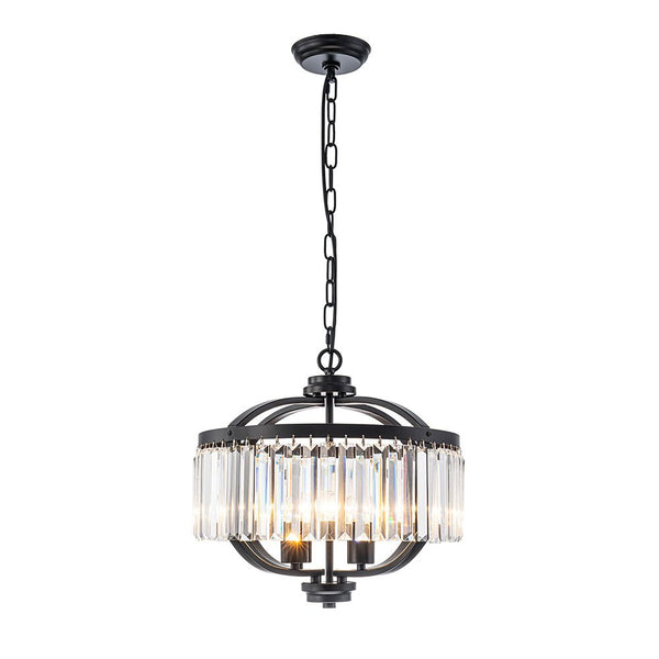 Thehouselights - Lantern Geometric Crystal Chandelier - Chandelier - Black - 