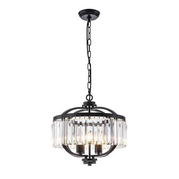 Thehouselights - Lantern Geometric Crystal Chandelier - Chandelier - Black - 