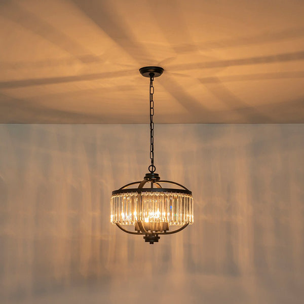 Thehouselights - Lantern Geometric Crystal Chandelier - Chandelier - Black - 