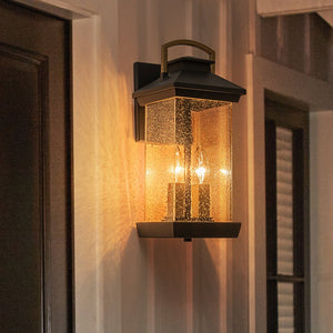 Thehouselights - Lantern Glass Outdoor Candle Style Wall Sconce - Wall Lights - 1 Pack - 