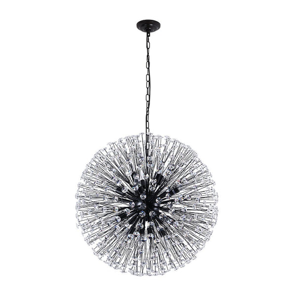 Thehouselights - Large Luxe Crystal Dandelion Dimmable Starburst Sphere Chandelier - Chandelier - Black - 12 - Light