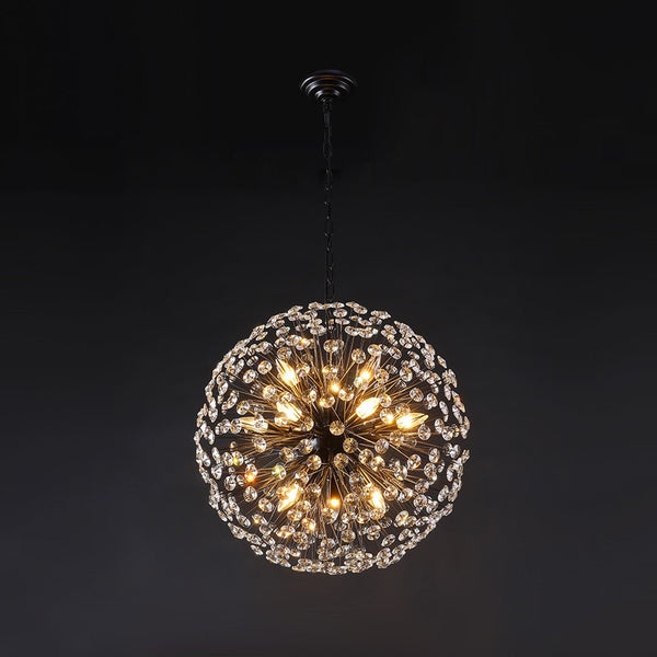 Thehouselights - Large Luxe Crystal Dandelion Dimmable Starburst Sphere Chandelier - Chandelier - Black - 12 - Light