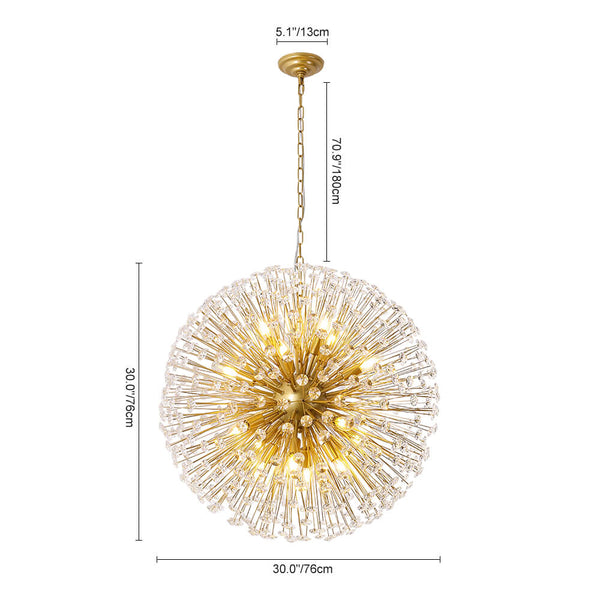 Thehouselights - Large Luxe Crystal Dandelion Dimmable Starburst Sphere Chandelier - Chandelier - Black - 12 - Light