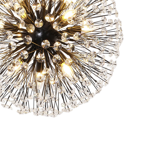 Thehouselights - Large Luxe Crystal Dandelion Dimmable Starburst Sphere Chandelier - Chandelier - Black - 12 - Light