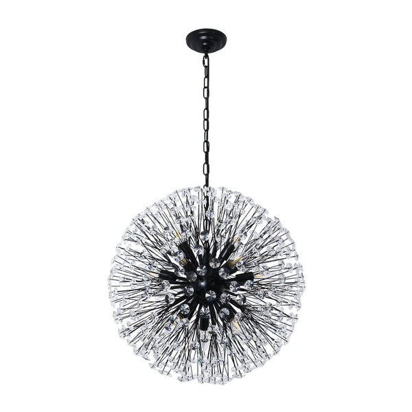 Thehouselights - Large Luxe Crystal Dandelion Dimmable Starburst Sphere Chandelier - Chandelier - Black - 12 - Light