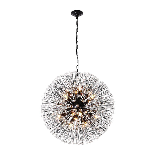 Thehouselights - Large Luxe Crystal Dandelion Dimmable Starburst Sphere Chandelier - Chandelier - Black - 12 - Light