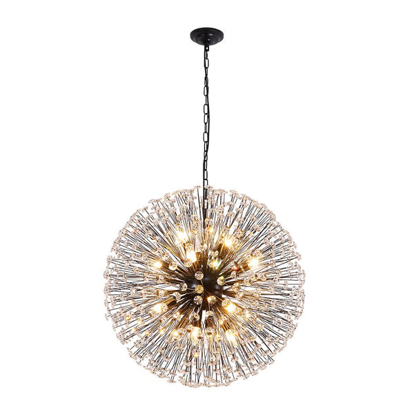 Thehouselights - Large Luxe Crystal Dandelion Dimmable Starburst Sphere Chandelier - Chandelier - Black - 12 - Light