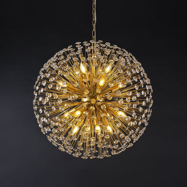 Thehouselights - Large Luxe Crystal Dandelion Dimmable Starburst Sphere Chandelier - Chandelier - Black - 12 - Light