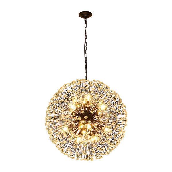 Thehouselights - Large Luxe Crystal Dandelion Dimmable Starburst Sphere Chandelier - Chandelier - Black - 12 - Light