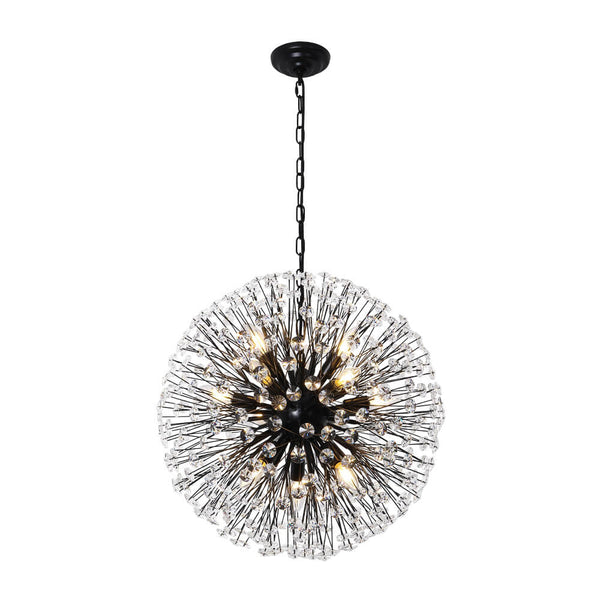 Thehouselights - Large Luxe Crystal Dandelion Dimmable Starburst Sphere Chandelier - Chandelier - Black - 12 - Light