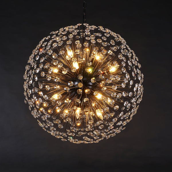 Thehouselights - Large Luxe Crystal Dandelion Dimmable Starburst Sphere Chandelier - Chandelier - Black - 12 - Light