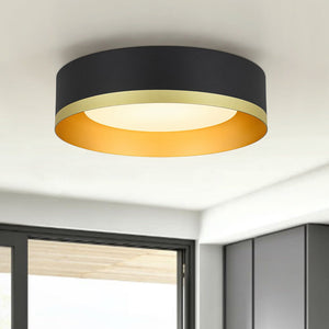 Thehouselights - LED Drum Flush Mount with Milky Glass Shade - Ceiling Light - 35 cm. - 