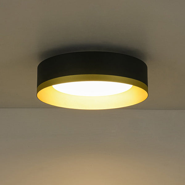 Thehouselights - LED Drum Flush Mount with Milky Glass Shade - Ceiling Light - 35 cm. - 