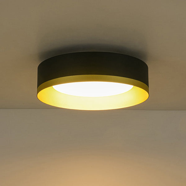 Thehouselights - LED Drum Flush Mount with Milky Glass Shade - Ceiling Light - 35 cm. - 