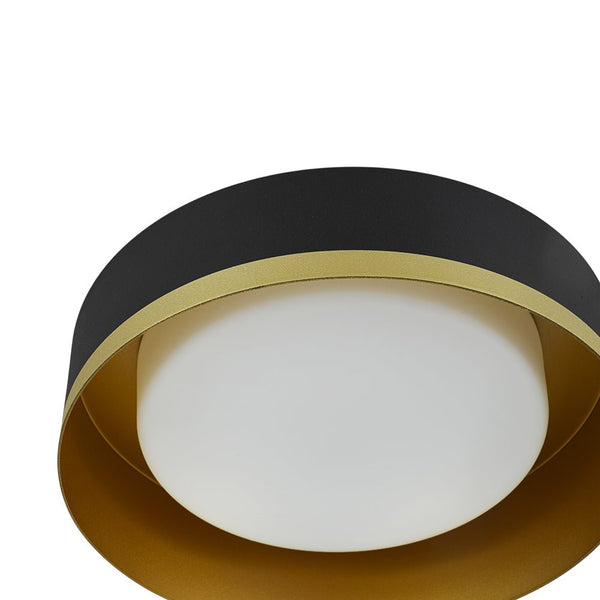 Thehouselights - LED Drum Flush Mount with Milky Glass Shade - Ceiling Light - 35 cm. - 