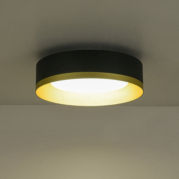 Thehouselights - LED Drum Flush Mount with Milky Glass Shade - Ceiling Light - 35 cm. - 
