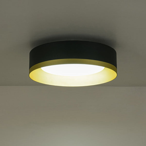 Thehouselights - LED Drum Flush Mount with Milky Glass Shade - Ceiling Light - 35 cm. - 